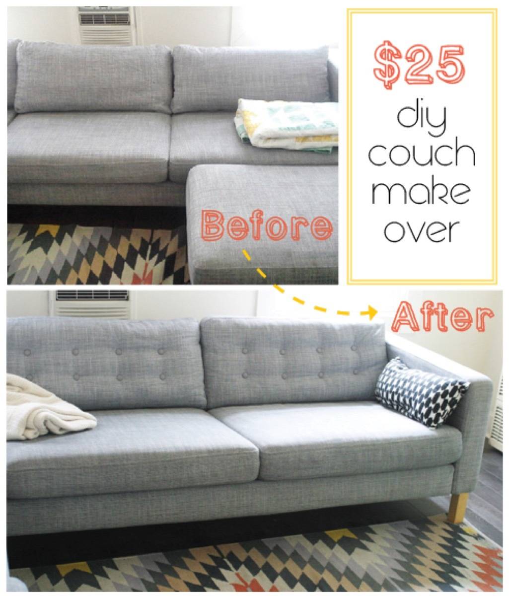 67 Furniture Makeovers That'll Totally Inspire You: Couch makeover via Jupe du Jour