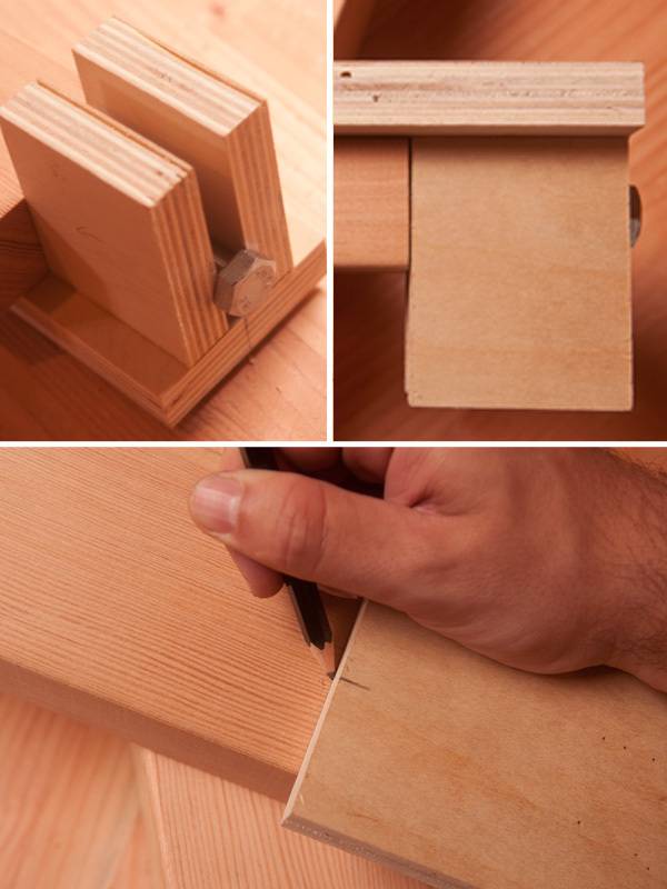 A person puts together a wooden object.