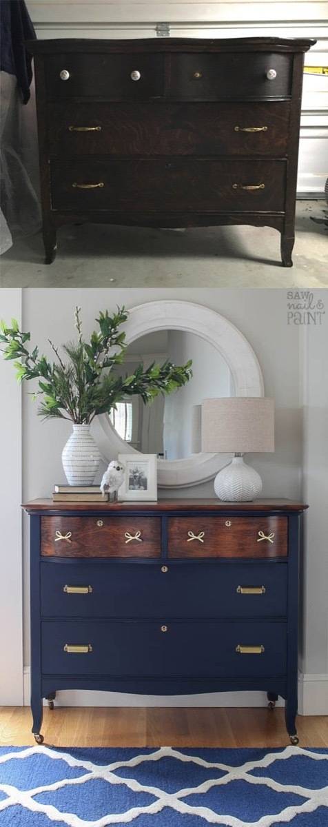 67 Furniture Makeovers That'll Totally Inspire You: Dresser makeover via Saw Nail & Paint
