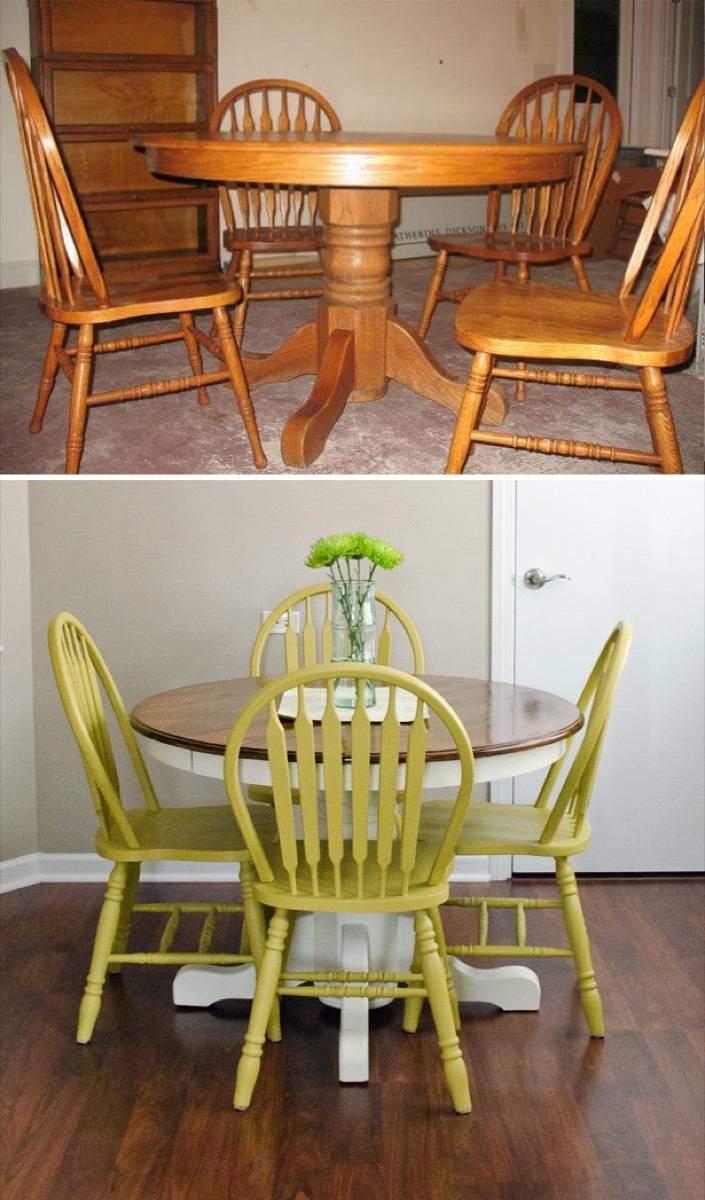 67 Furniture Makeovers That'll Totally Inspire You: Dining set makeover via Happiness is Creating
