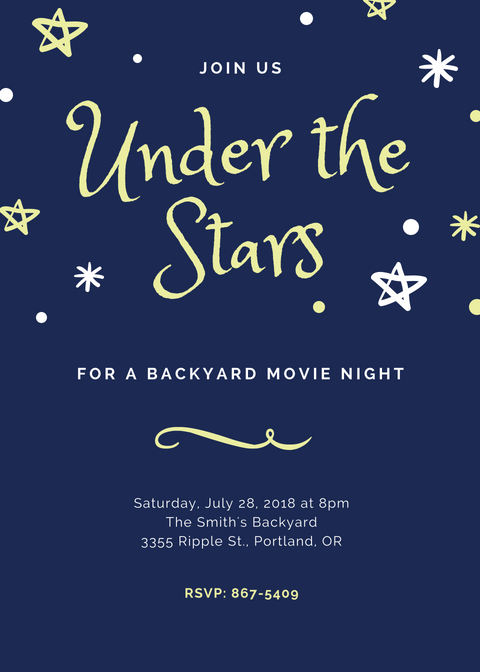 Outdoor movie night invitation
