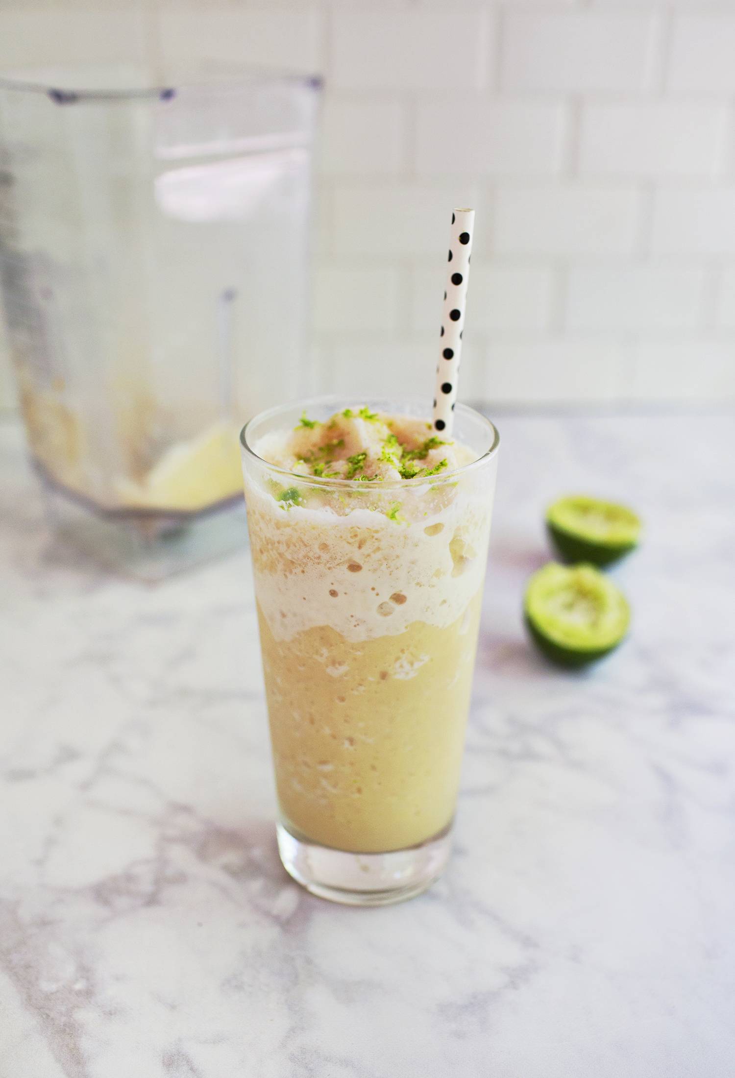 Blended coconut guillermo (lime juice) iced coffee 