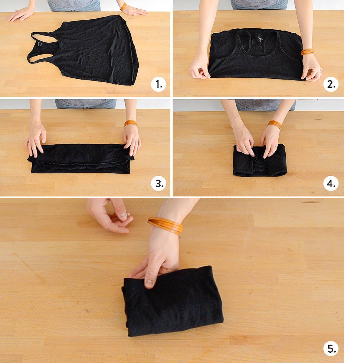 How to fold a shirt with straps