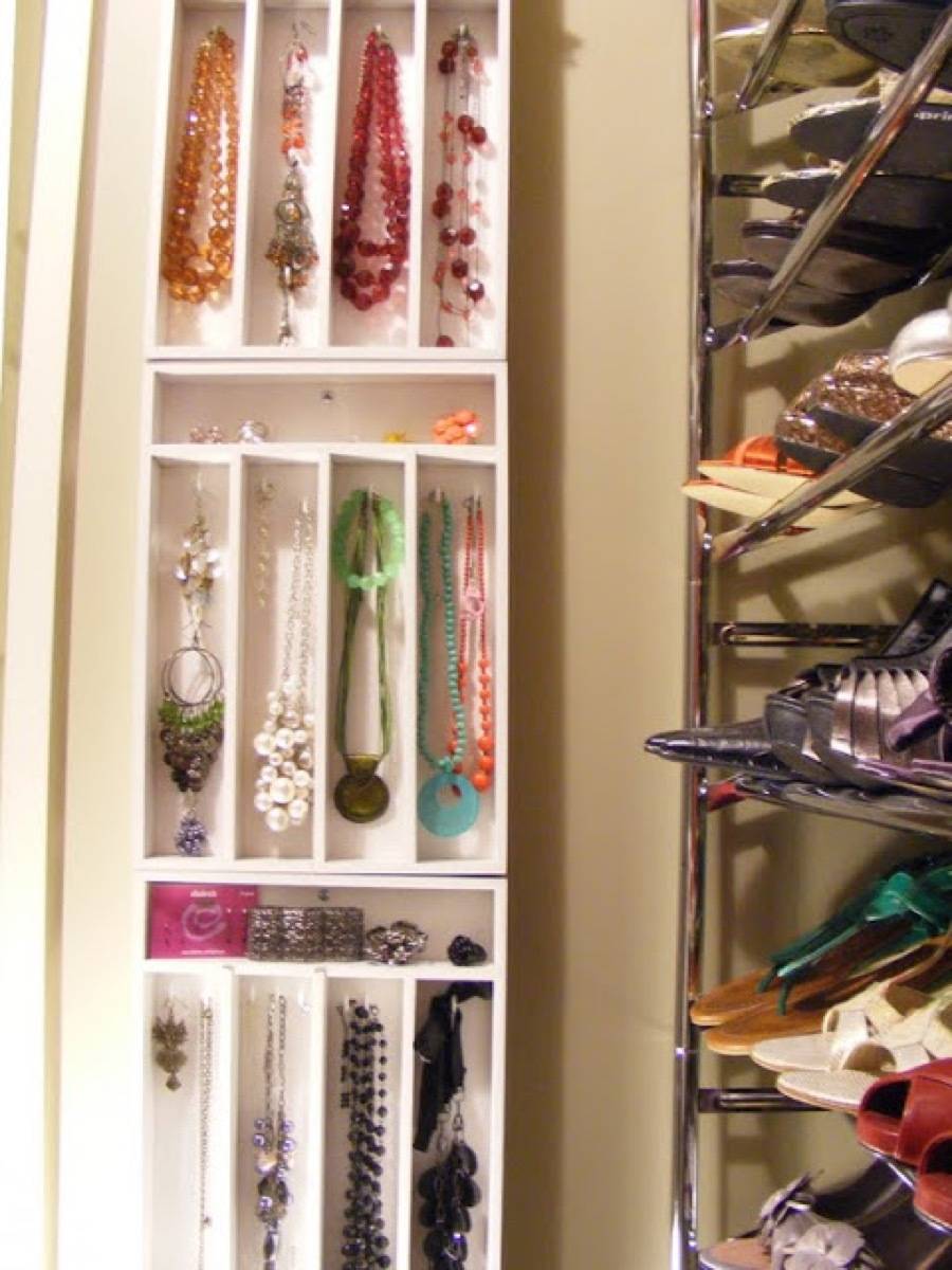 Cutlery organizer used as jewelry holder