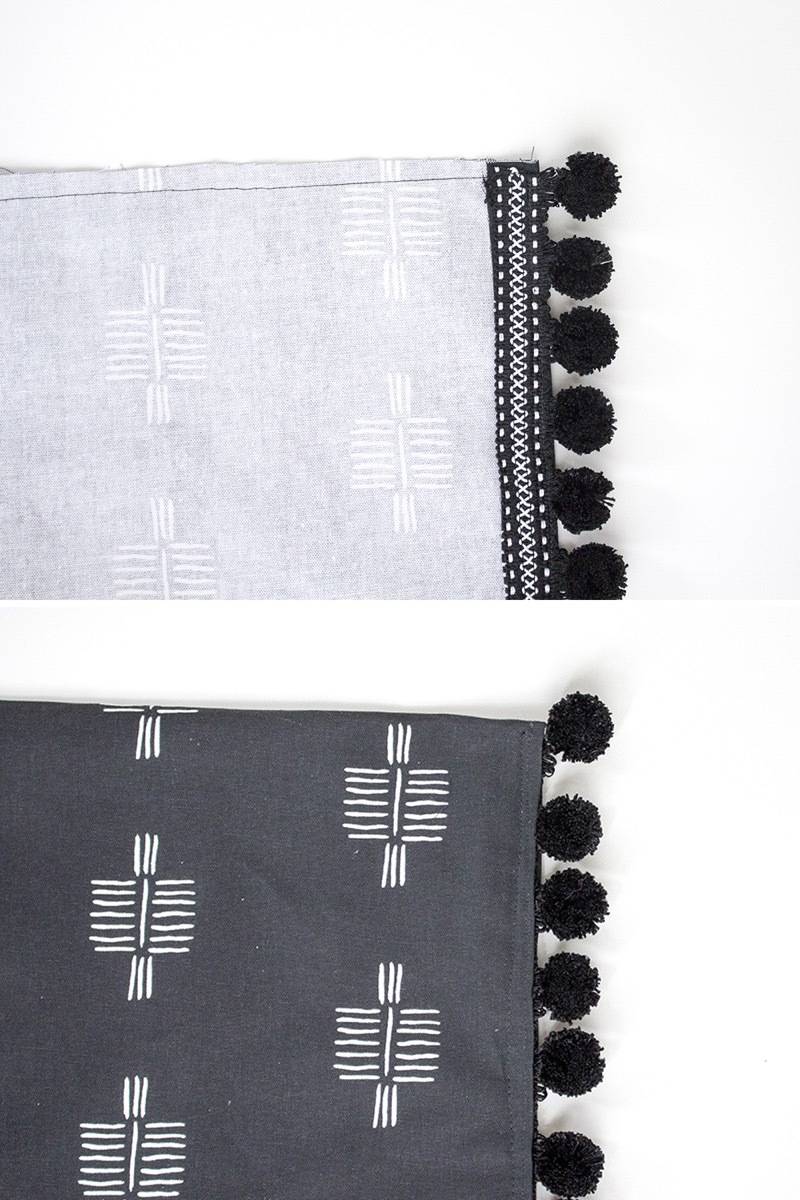 Top stitching fringe to a body pillow cover