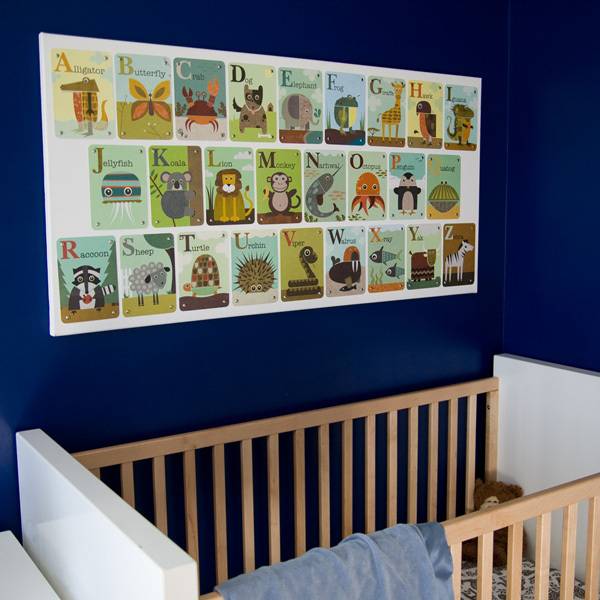 Nursery wall wall idea with flash cards