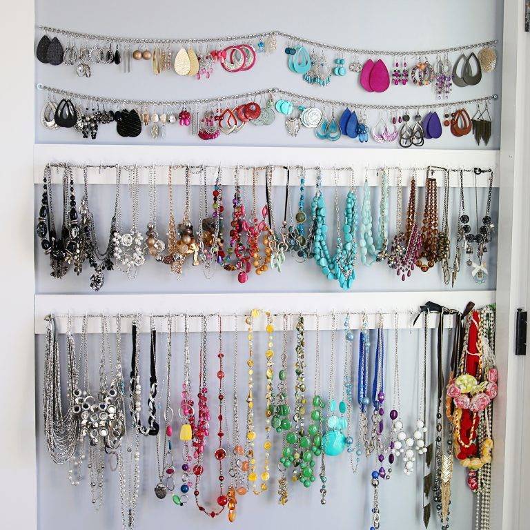 Necklaces, earrings, jewelry display