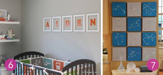 Two kinds of wall decor for a baby's room.