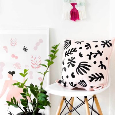Dress up a plain pillow in an instant with heat-set vinyl (plus free printable!)
