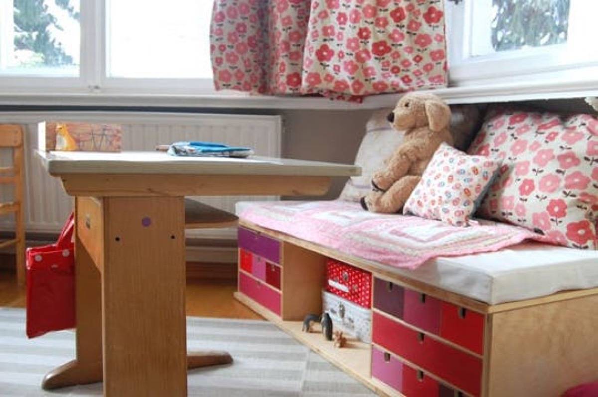 Storage idea from Apartment Therapy | 75 DIY Kids Decor Ideas