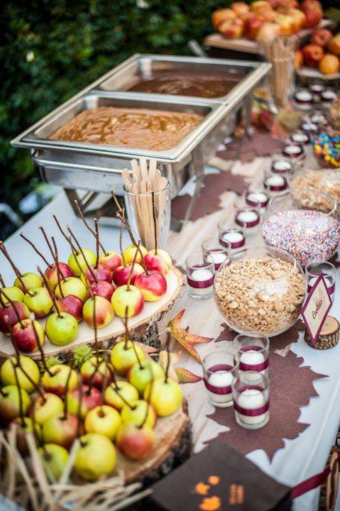 A caramel apple bar is perfect for fall events