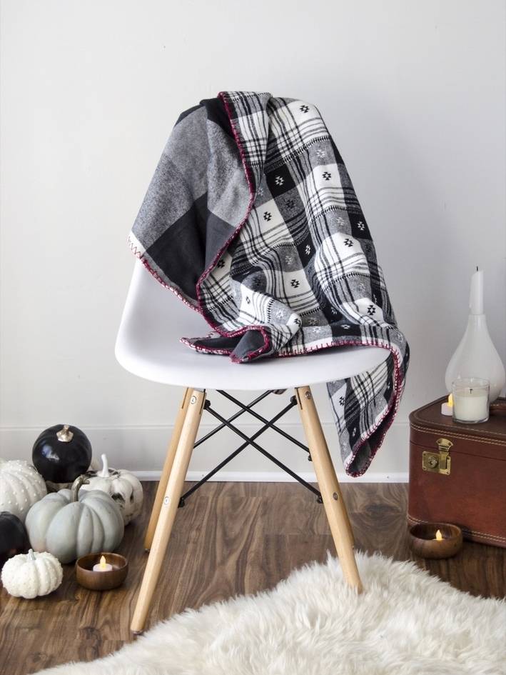 Fall DIY decor plaid flannel blanket
