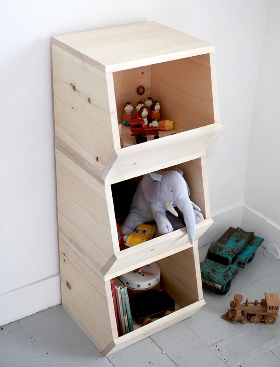 Storage solution from The Merry Thought | 75 DIY Kids Decor Ideas