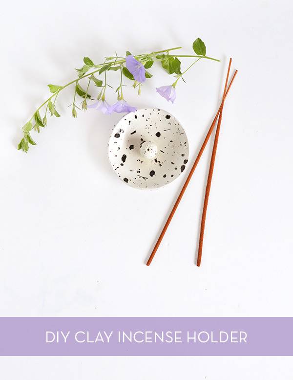 DIY paint-splattered incense holder