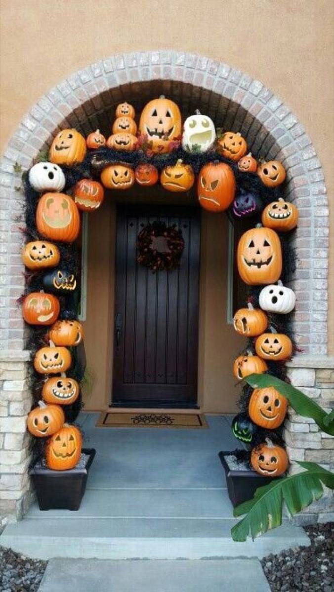 Pumpkin-framed doorway