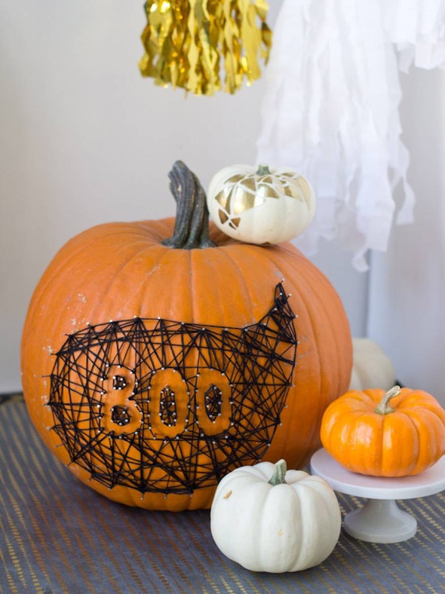 String art on pumpkin