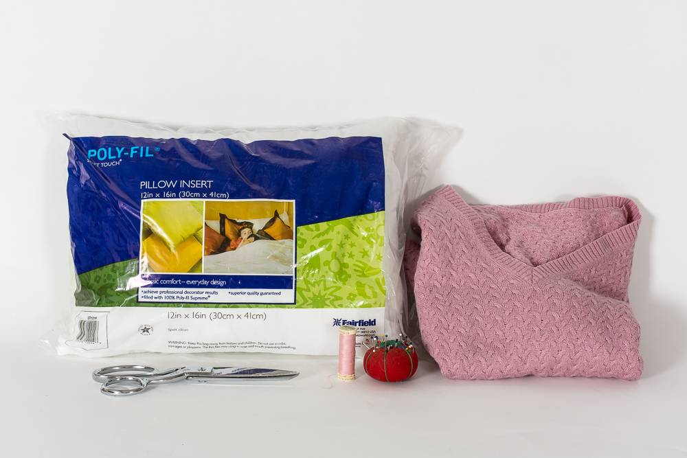 Materials for making a sweater pillow