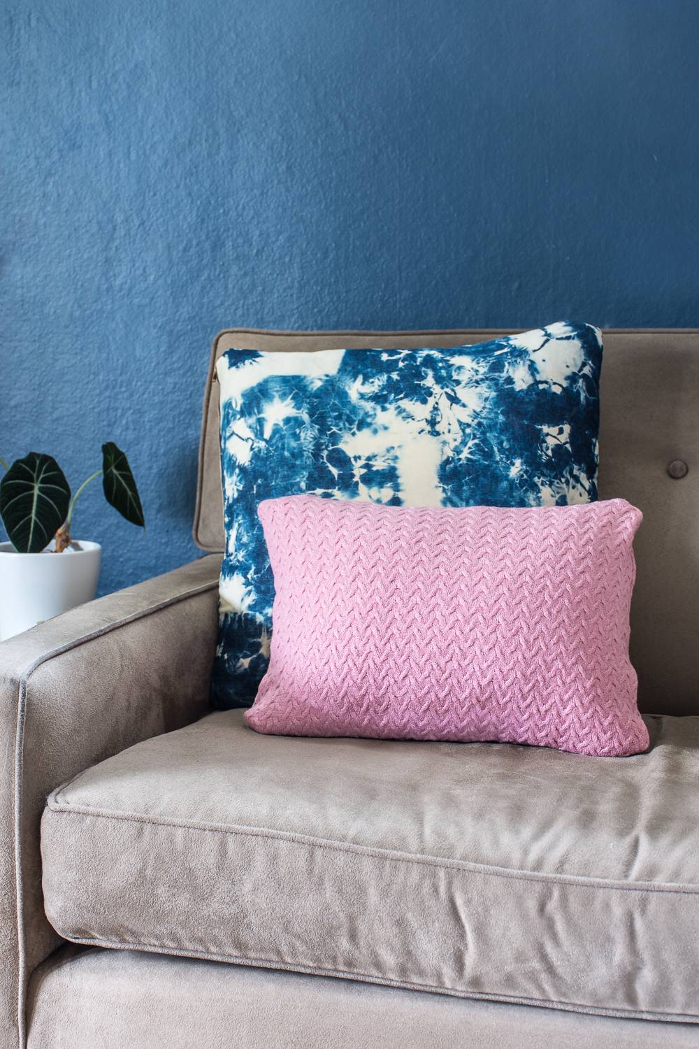 Upcycled sweater pillow