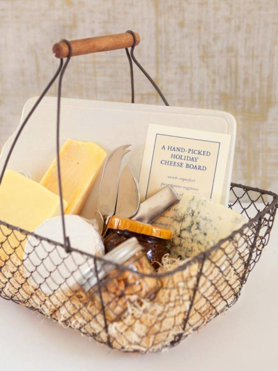 DIY cheese board gift basket