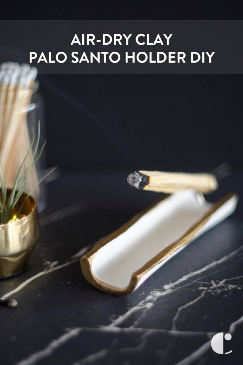 DIY palo santo holder from air-dry clay and wire