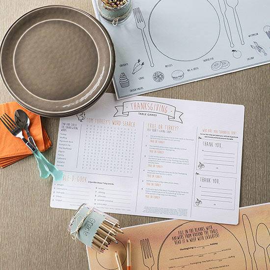 Printable Thanksgiving activity placemat