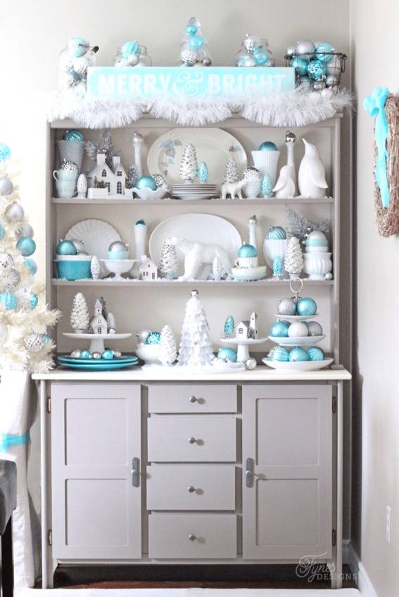 Light blue, white, and silver Christmas color scheme