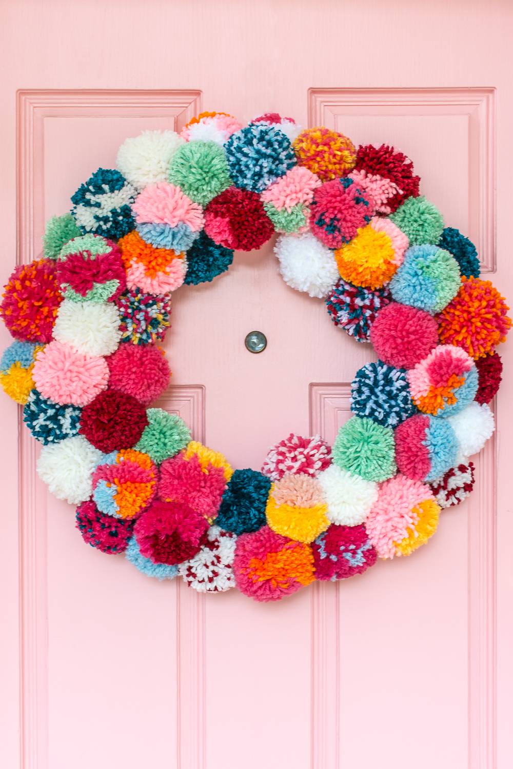 DIY boho holiday pom-pom wreath