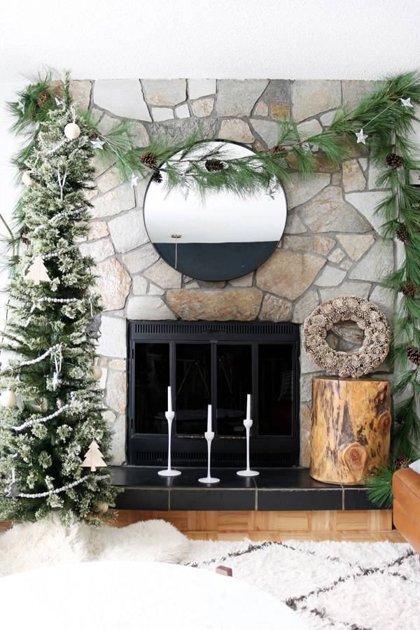 How to Decorate a Fireplace Without a Mantel for Christmas