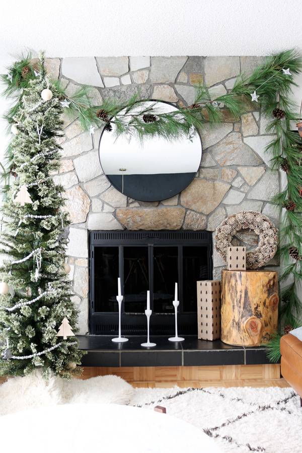 Add gifts under the mantel for a holiday cheer