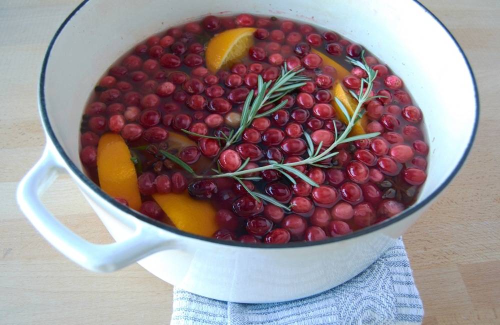 Fresh cranberries, cinnamon, allspice and more combine to make the coziest aromatherapy for the holidays. 