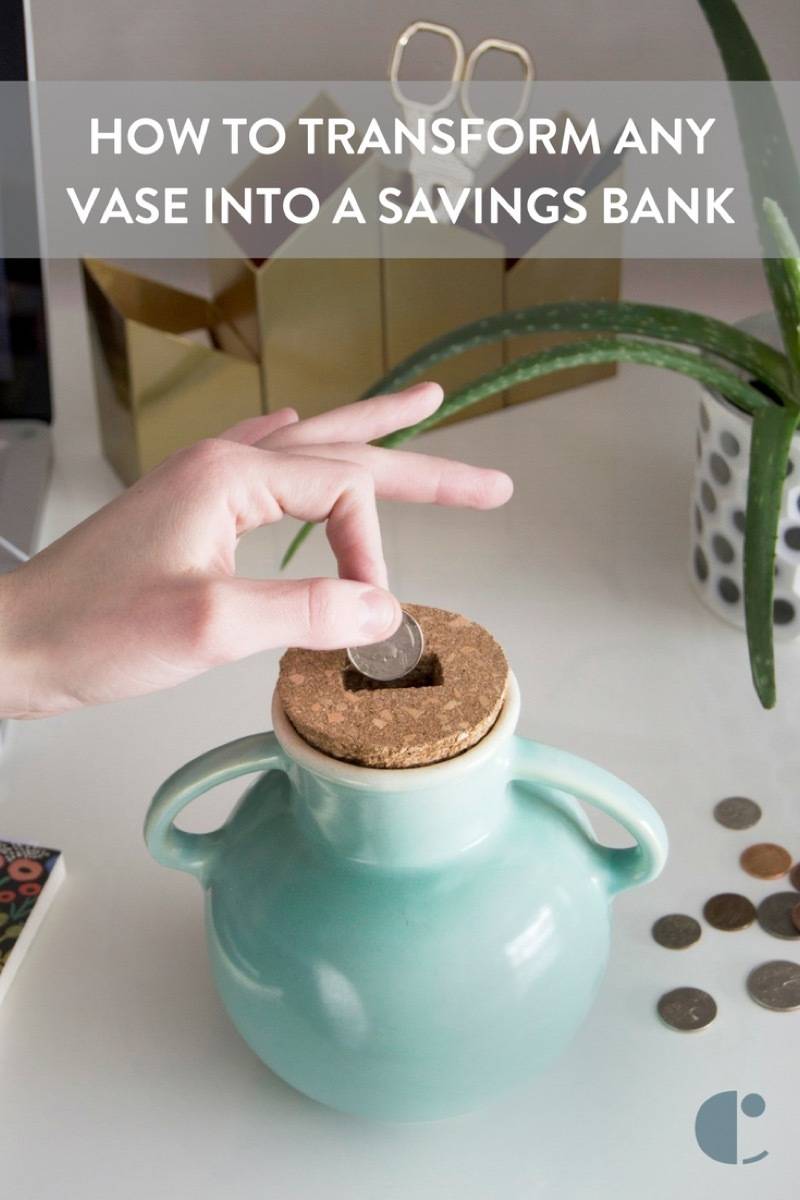 Turn any old jar or vase into a savings bank with this DIY cork topper.