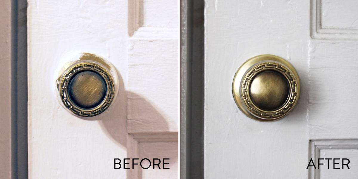 Before & After: Using paint stripper to remove old paint from a door knob