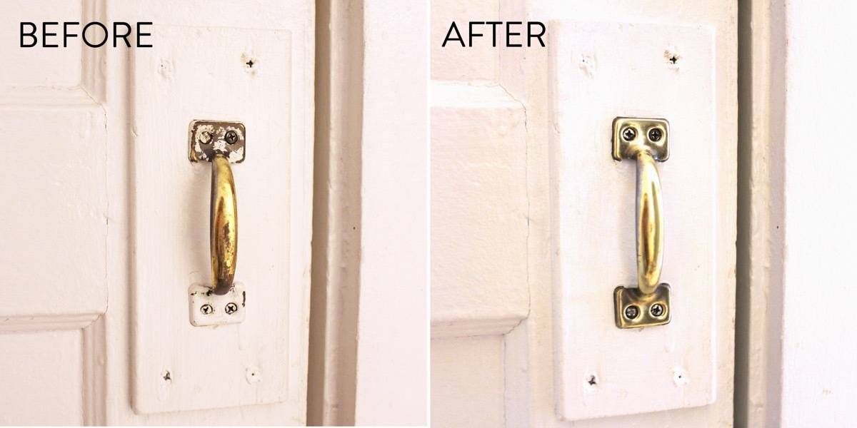 Before & After: Removing paint by soaking hardware in hot water