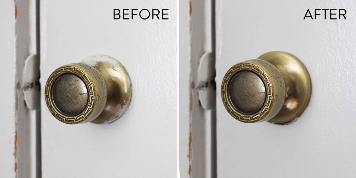 Before & After: Using steel wool to remove paint from door hardware