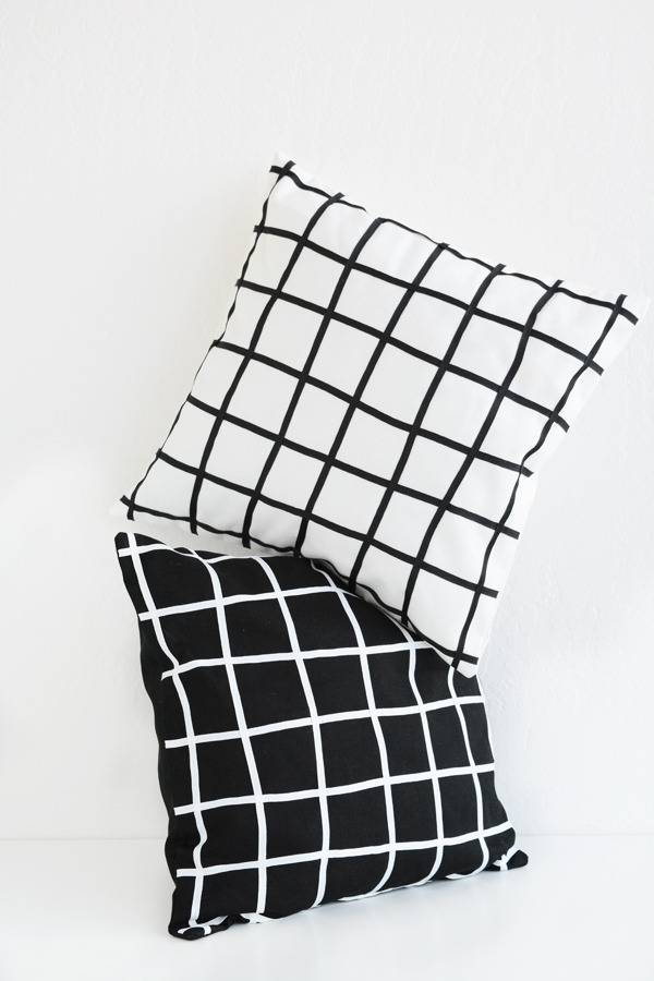 Black and white colored checks pillows.