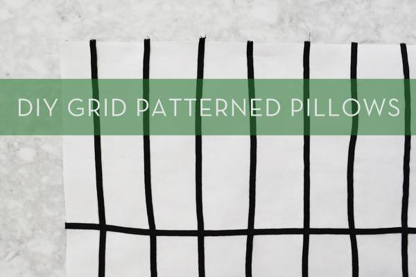 A pillow with a grid pattern.