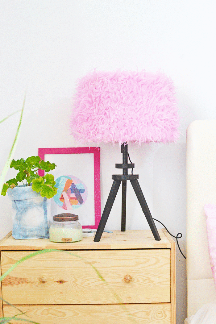 How To: Dye Faux Fur Pink with Acrylic Paint and Make a Lampshade