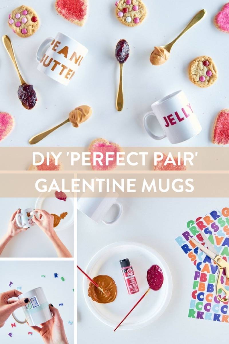 DIY Peanut Butter + Jelly Best Friend Mugs for Galentine's Day