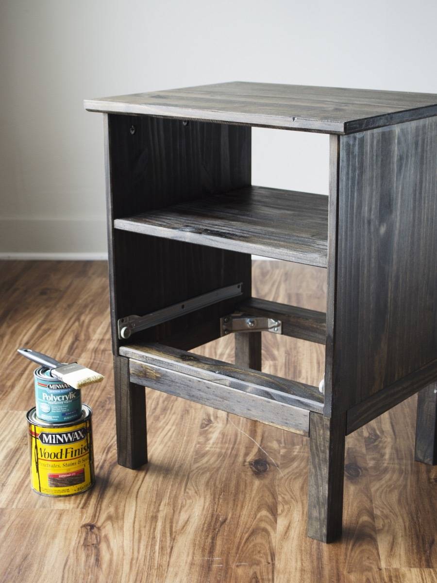 IKEA hack alert! This Tarva nightstand gets a contrasting look and a built-in charging station!