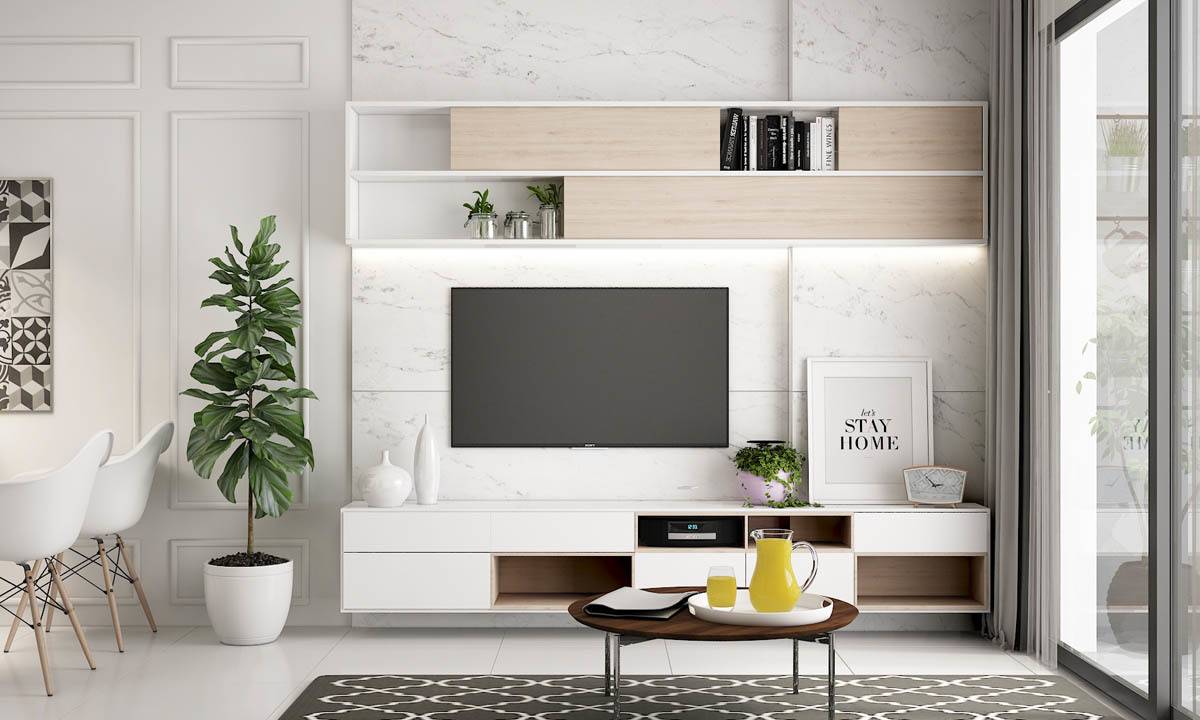 A clean and elegantly designed living room.