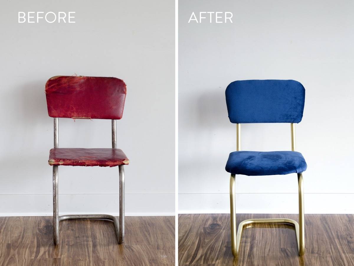 Painted metal chair makeover -  before and after