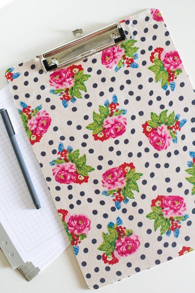 99 ways to use fabric to decorate your home | Fabric-covered clipboards