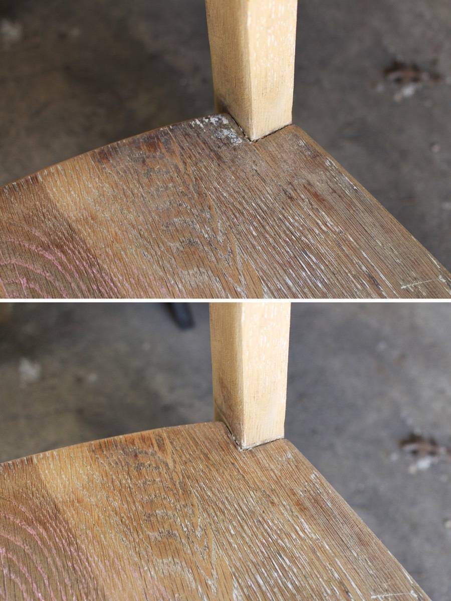 Before and after using the sanding attachment on my Dremel® tool