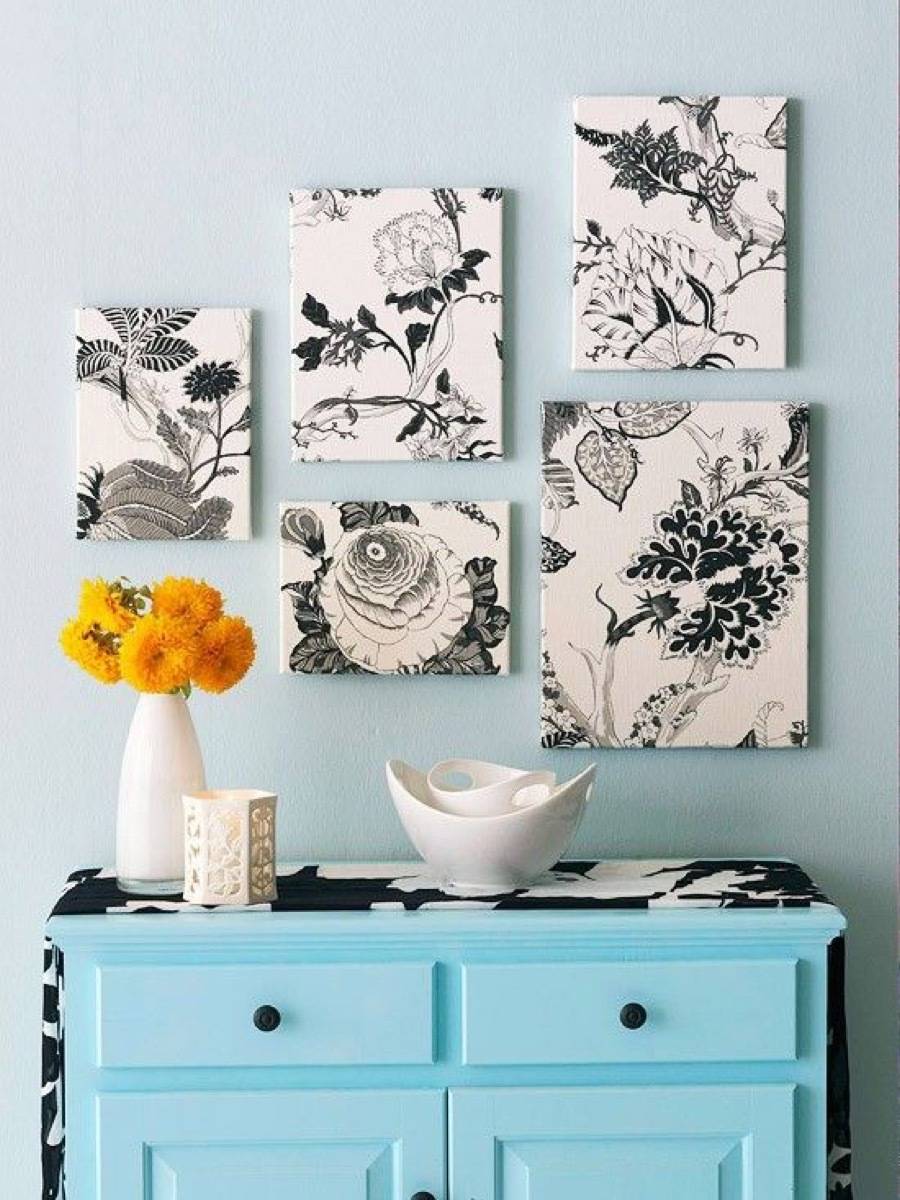 99 ways to use fabric to decorate your home | Wrap canvases