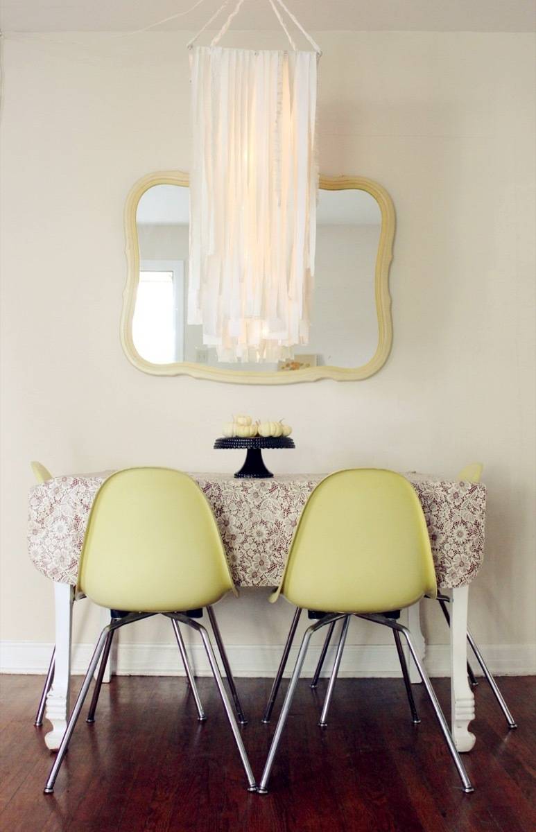99 ways to use fabric to decorate your home | Fabric chandelier