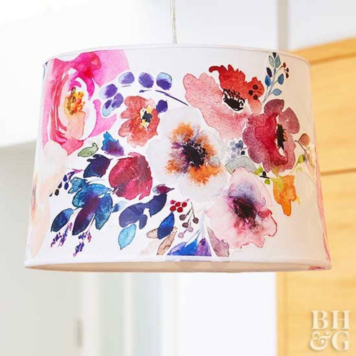 99 ways to use fabric to decorate your home | Decoupaged lampshade