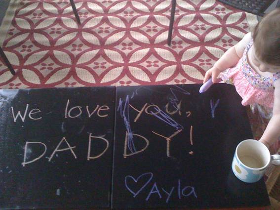 Our little artist loves her chalkboard-paint-topped coffee tables
