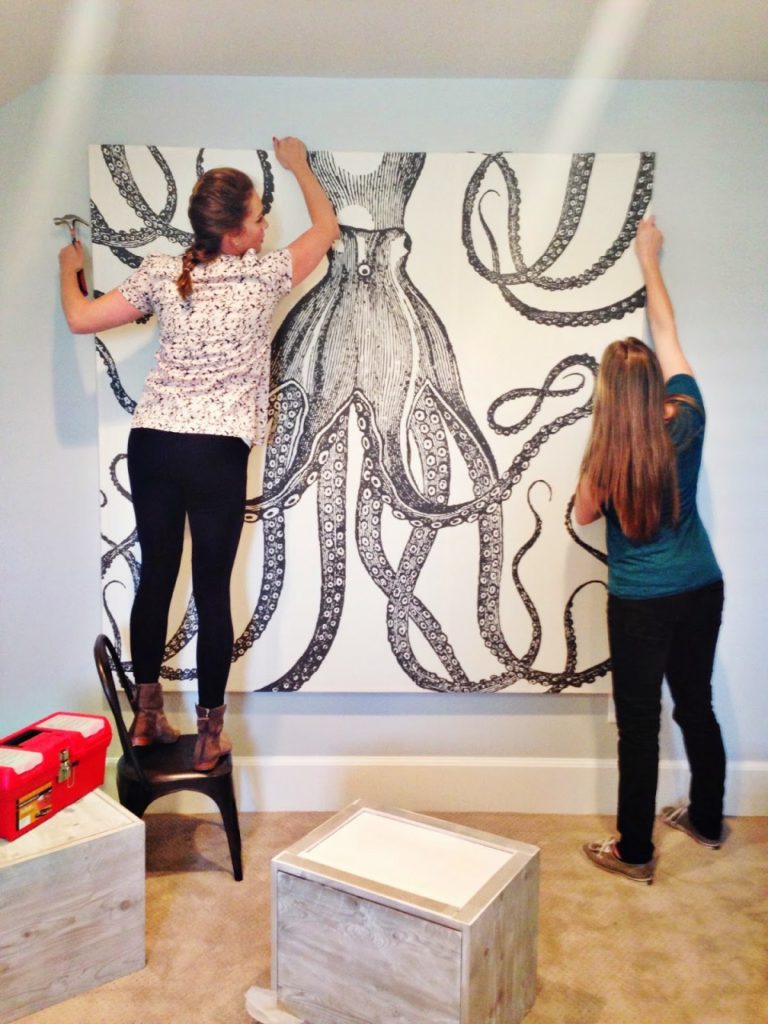 Octopus print large wall art ideas