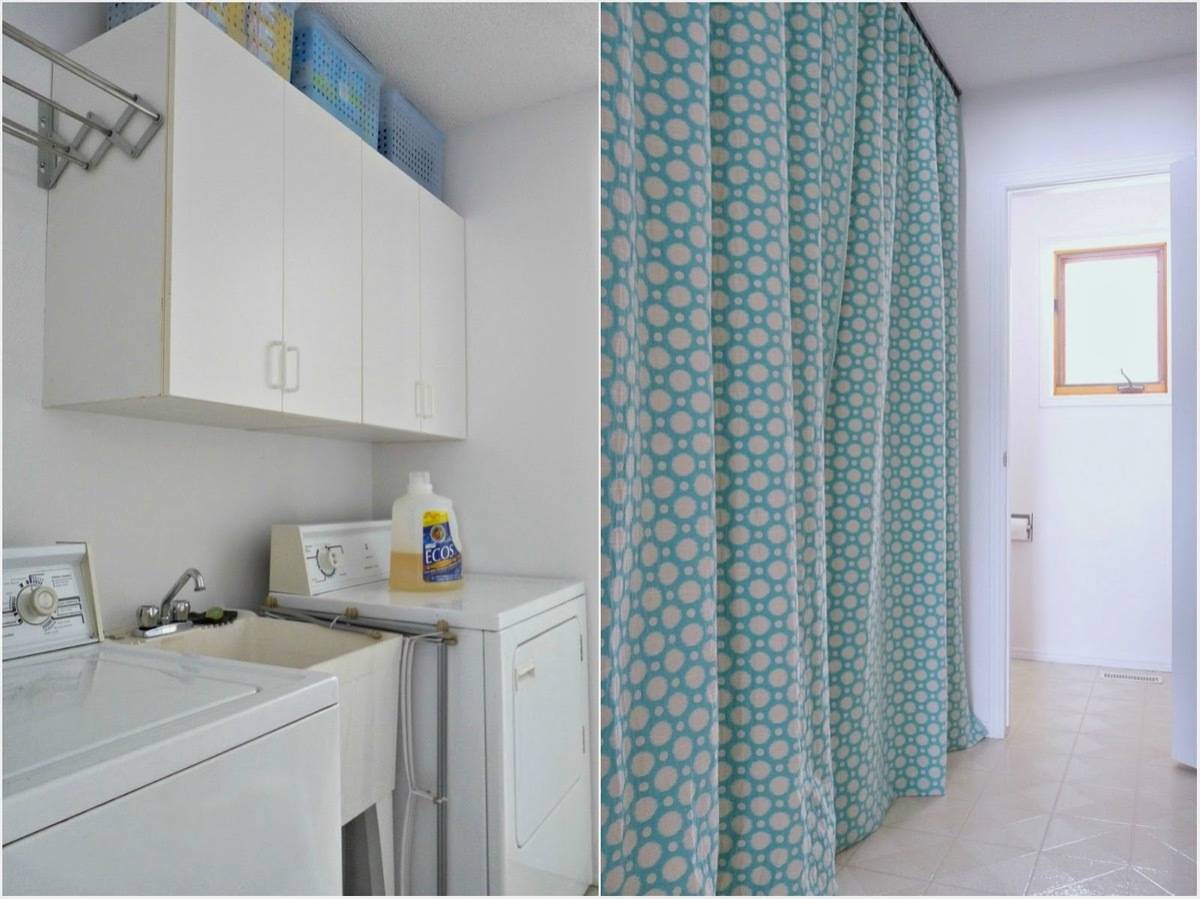 99 ways to use fabric to decorate your home | Laundry hideaway curtain