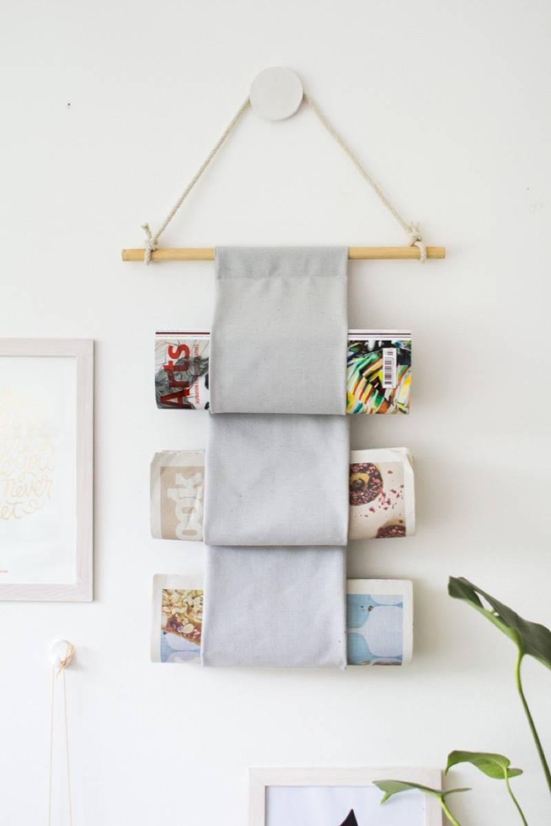 99 ways to use fabric to decorate your home | Hanging magazine holder